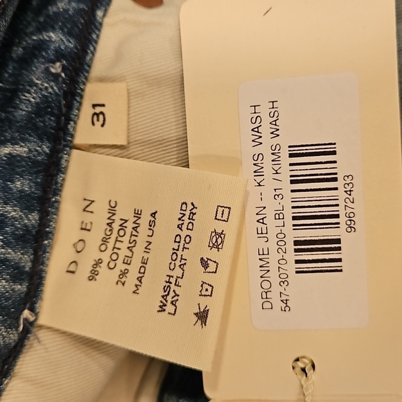 💕DOEN💕 Doen x Dronme Denim Dronme Jeans ~ Kims Wash Blue 31 NWT - Picture 16 of 16